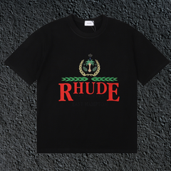Rhude East Hampton Yacht Club Palm Crest Vintage Black Oversized T‑Shirt