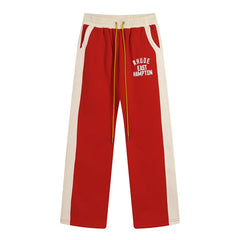 RHUDE East Hampton Color‑Block Wide Leg Sweatpants Red