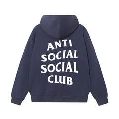 Anti Social Social Club Classic White Logo Navy Hoodie