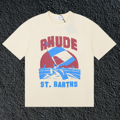 Rhude St.Barths Sailboat Sunset Cream Oversized T‑Shirt