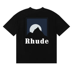 Rhude Mountain Moon Back Print Oversized Tee Black