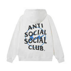 Anti Social Social Club Blue Bolt Circle Logo White Hoodie