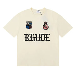 Rhude Gothic Crest Badge Logo Oversized Tee Cream