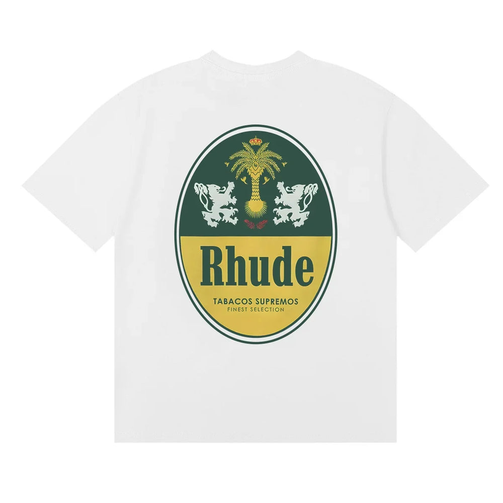 Rhude Vintage Oval Crest Back Logo White Oversized T‑Shirt