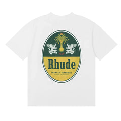 Rhude Vintage Oval Crest Back Logo White Oversized T‑Shirt