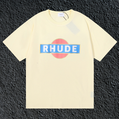 Rhude Retro Circle Box Logo Cream Oversized T‑Shirt