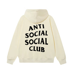 Anti Social Social Club Classic Black Logo Cream Hoodie