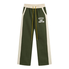 RHUDE East Hampton Color‑Block Wide Leg Sweatpants Olive Green