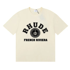 Rhude French Riviera Anchor Vintage Logo Cream Oversized T‑Shirt