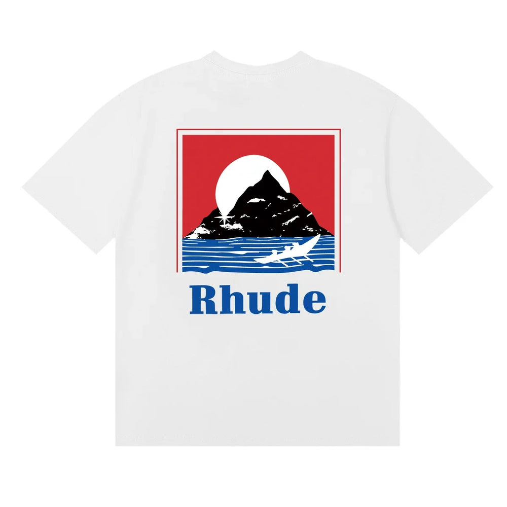 Rhude Mountain Kayak Back‑Print Oversized Short Sleeve T‑Shirt