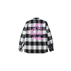 Anti Social Social Club Black White Plaid Pink Logo Flannel Shirt