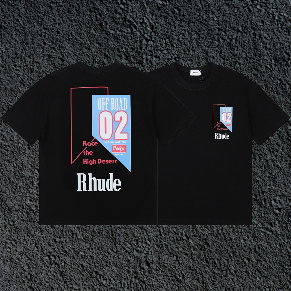 Rhude Off Road 02 High Desert Racing Dual Sided Black Oversized T‑Shirt