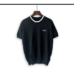 Rhude Contrast Collar Trim Knit Short Sleeve Oversized T‑Shirt