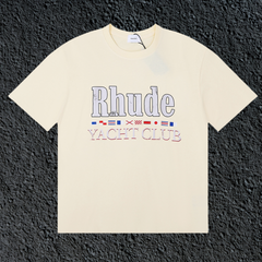 Rhude Yacht Club International Flag Badge Vintage Cream Oversized T‑Shirt