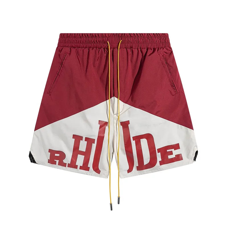Rhude Big Logo Color Block Nylon Shorts
