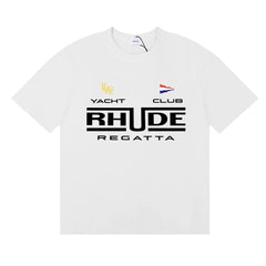 Rhude Yacht Club Regatta Flag Logo White Oversized T‑Shirt