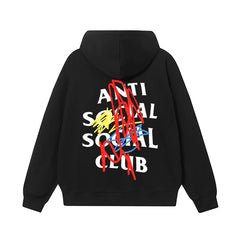 Anti Social Social Club Multicolor Scribble Graffiti Black Hoodie