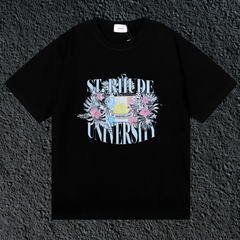Rhude St.Rhude University Floral Crest Black Oversized T‑Shirt
