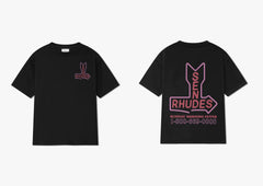 Rhude Sen Rhudes Arrow Slogan Dual‑Sided Oversized T‑Shirt Black