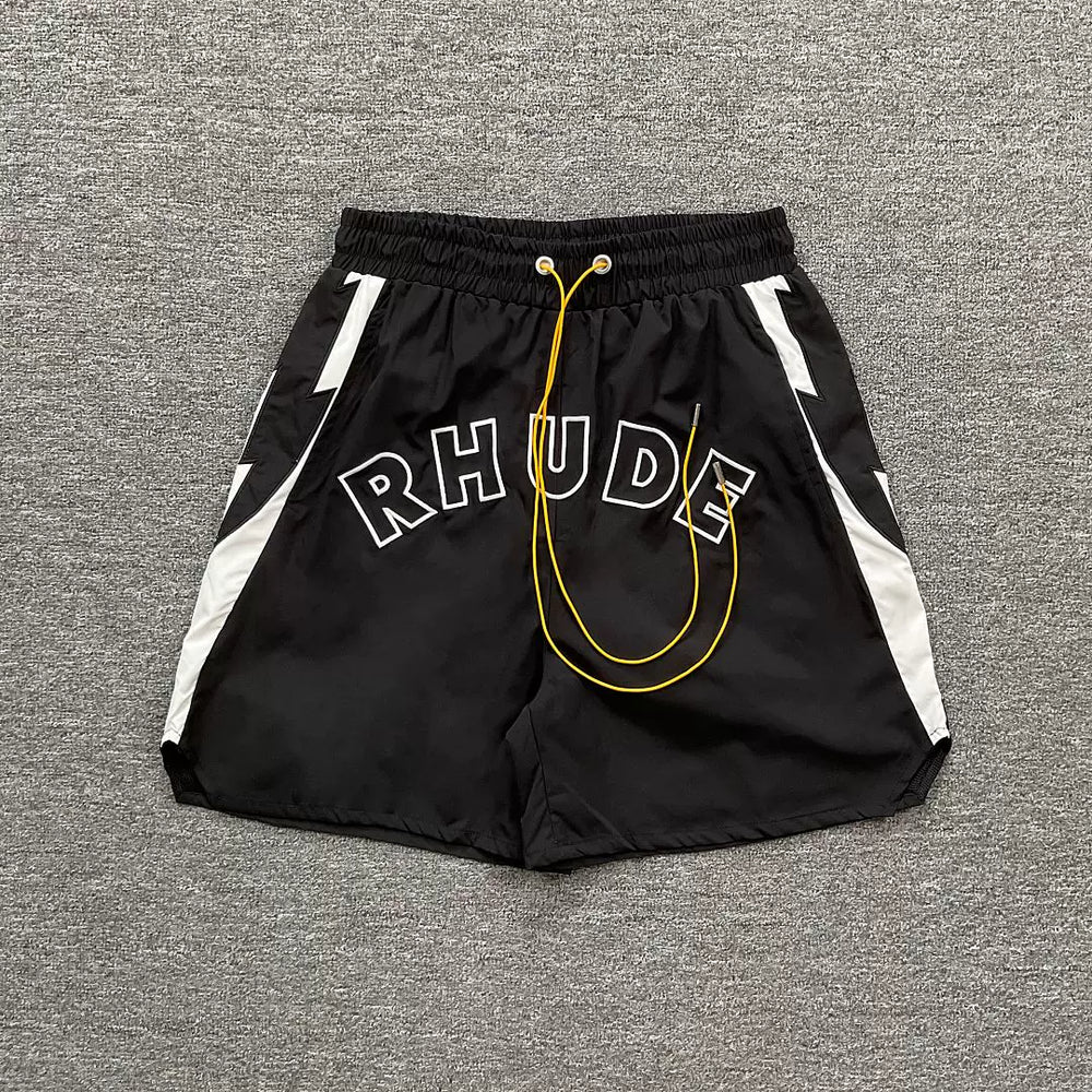 Rhude Contrast Panel Logo Nylon Shorts