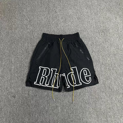 Rhude Black Big Logo Nylon Shorts