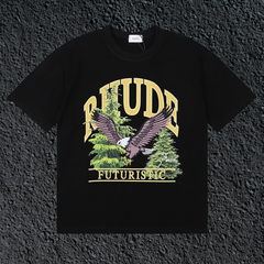 Rhude Futuristic Eagle Forest Vintage Black Oversized T‑Shirt