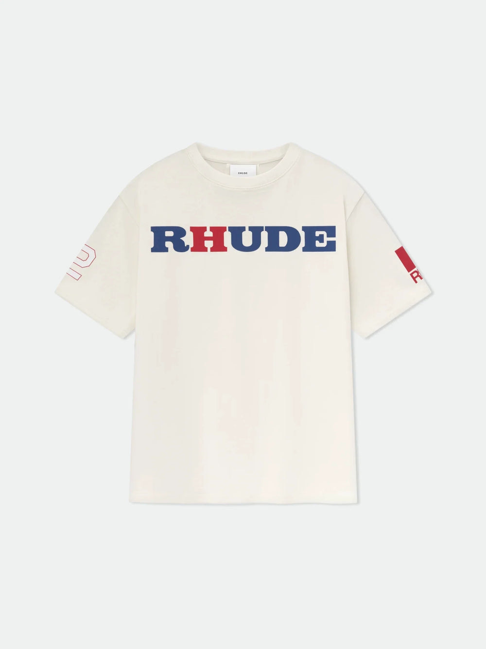 Rhude Multi‑Color Logo Sleeve Print Oversized T‑Shirt Off‑White