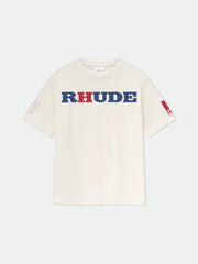 Rhude Multi‑Color Logo Sleeve Print Oversized T‑Shirt Off‑White