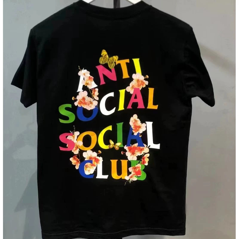 ASSC Black Tee – Pink Flower Butterfly Print