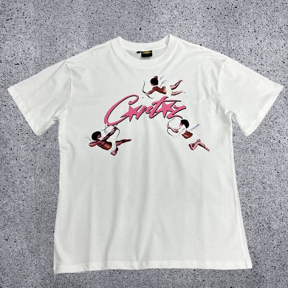 Corteiz Cupid Cherub T-Shirt – White/Pink