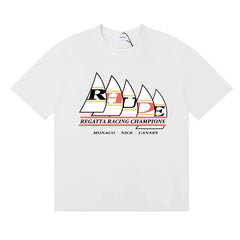 Rhude Regatta Racing Champions Sailboat Monaco White Oversized T‑Shirt