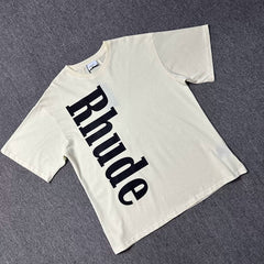 Rhude Bold Vertical Rhude Letter Print Crew Neck Casual T‑Shirt