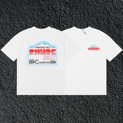 Rhude Paradiso Hills Rally Racing Dual Sided White Oversized T‑Shirt