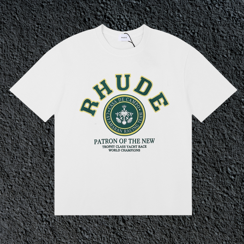 Rhude Patron Of The New Crest Badge White Oversized T‑Shirt