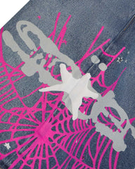 Sp5der Heavy Web Denim Shorts Light Blue