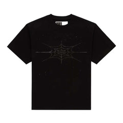 Sp5der Rhinestone Silk Web Tee Black