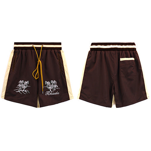 Rhude Dark Brown Embroidered Nylon Shorts