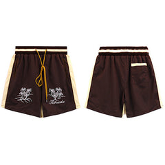 Rhude Dark Brown Embroidered Nylon Shorts