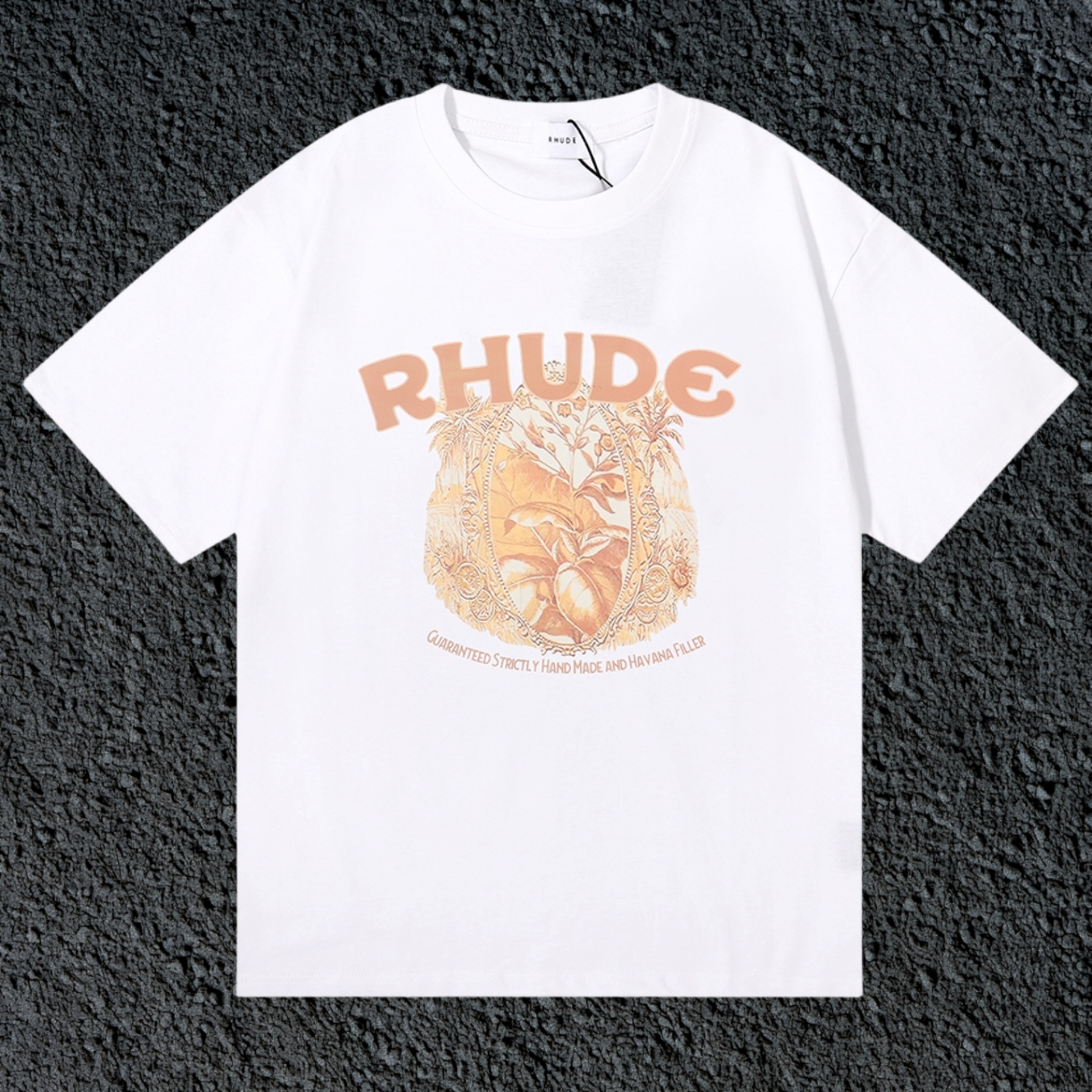 Rhude Vintage Palm Globe White Oversized T‑Shirt