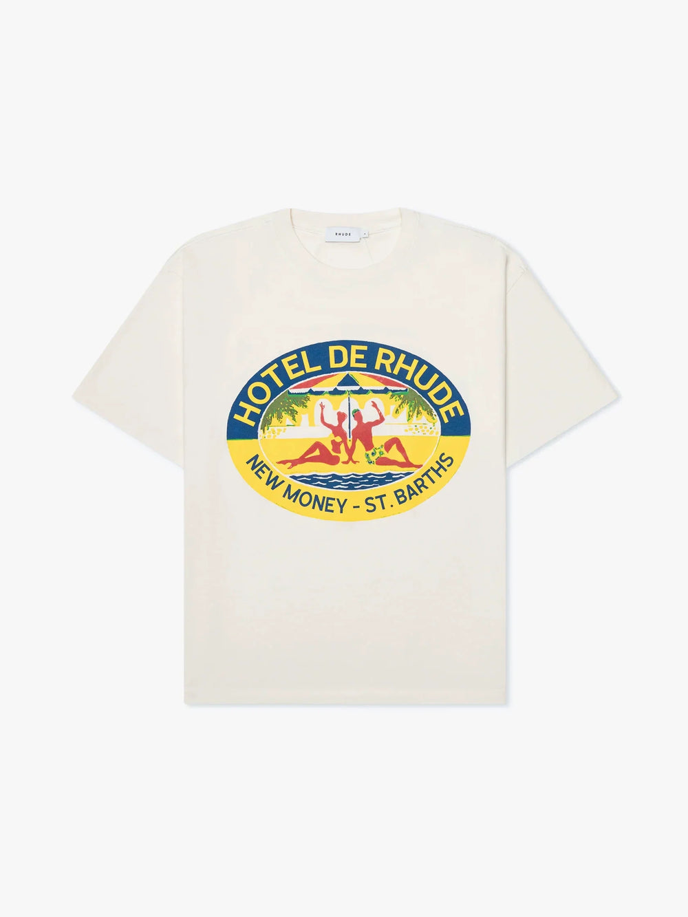 Rhude Hotel De Rhude St.Barths Vacation Graphic Oversized T‑Shirt Off‑White