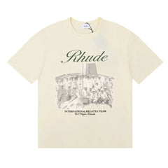 Rhude Men Retro Rowing Team Graphic Boxy Fit Streetwear Tee