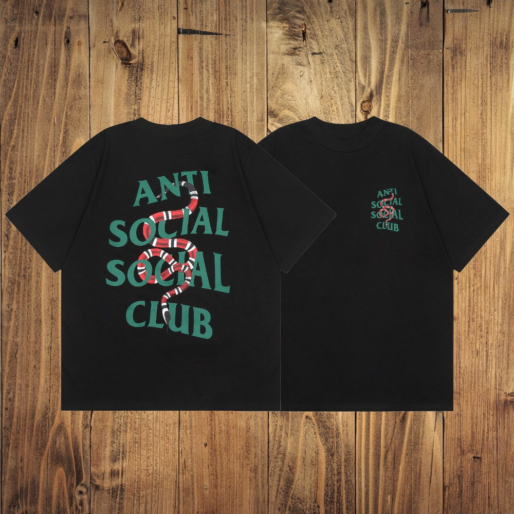 ASSC Black Tee – Green Snake Print