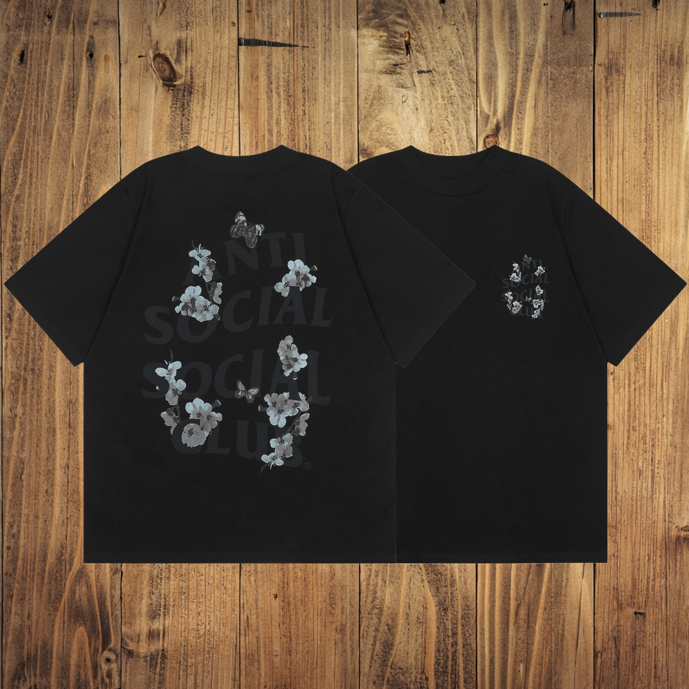 ASSC Black Tee – Blue Floral Back Print