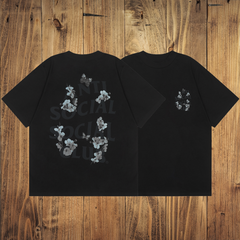 ASSC Black Tee – Blue Floral Back Print