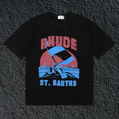 Rhude St.Barths Sailboat Sunset Black Oversized T‑Shirt