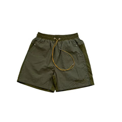 Rhude Olive Color Block Nylon Shorts