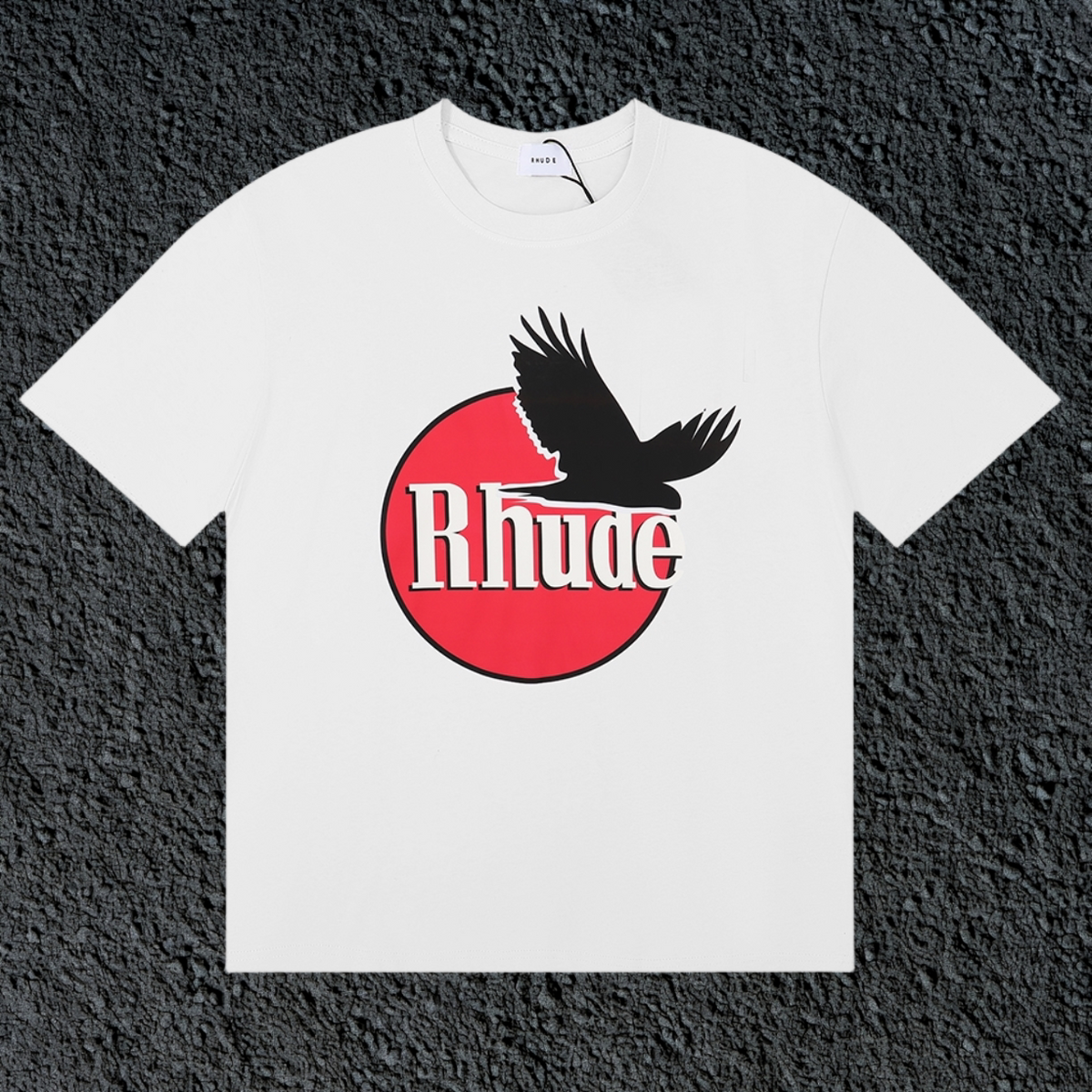 Rhude Red Circle Crow Logo White Oversized T‑Shirt