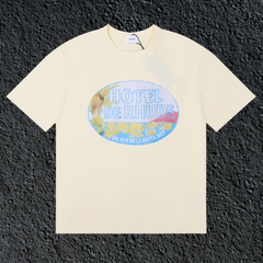 Rhude Hôtel De Rhude Vintage Hotel Badge Cream Oversized T‑Shirt