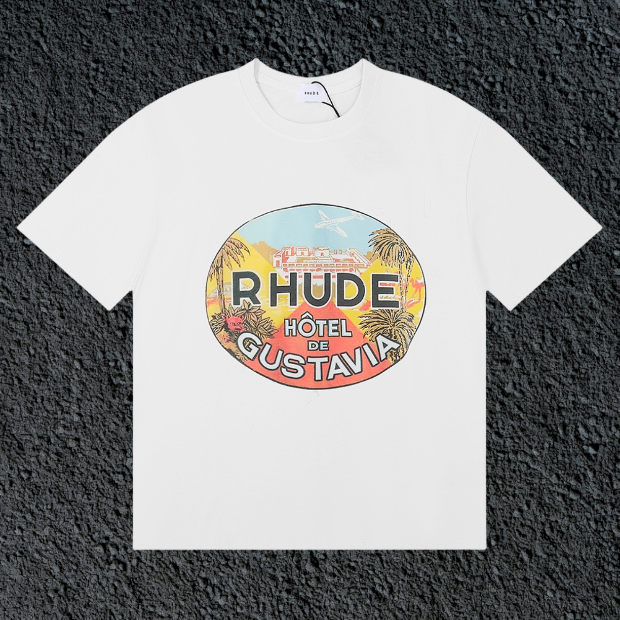 Rhude Hôtel De Gustavia Oval Badge White Oversized T‑Shirt