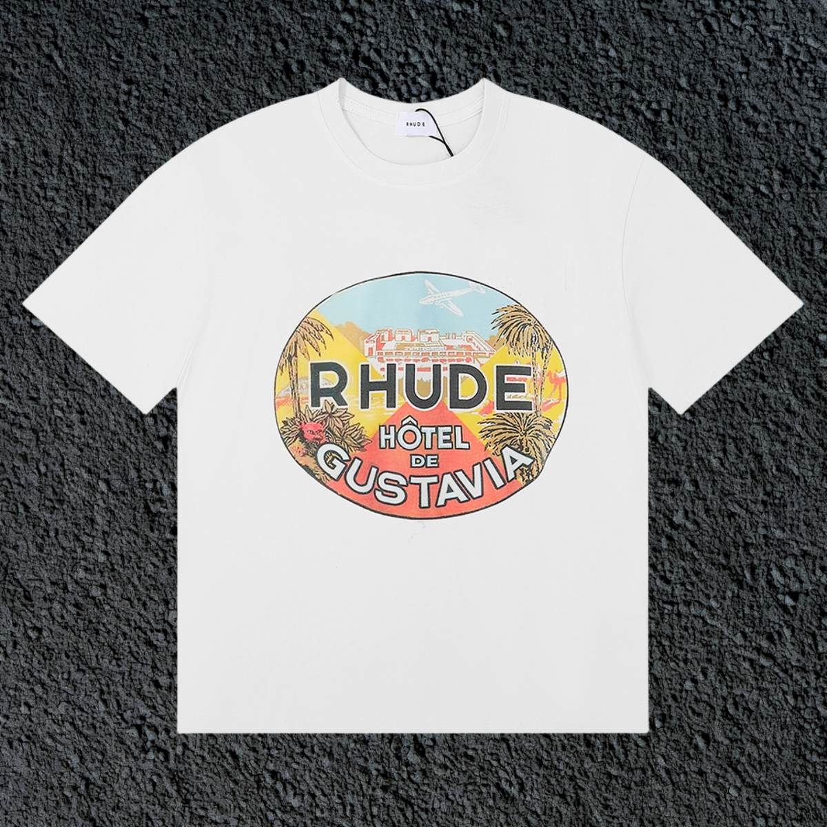 Rhude Hôtel De Gustavia Oval Badge White Oversized T‑Shirt